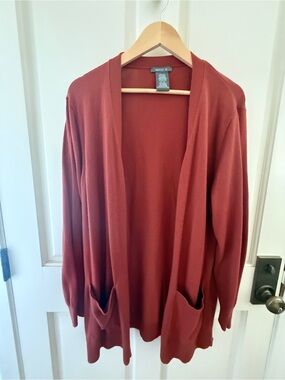 Matty M Rust Open-Front Knit Cardigan